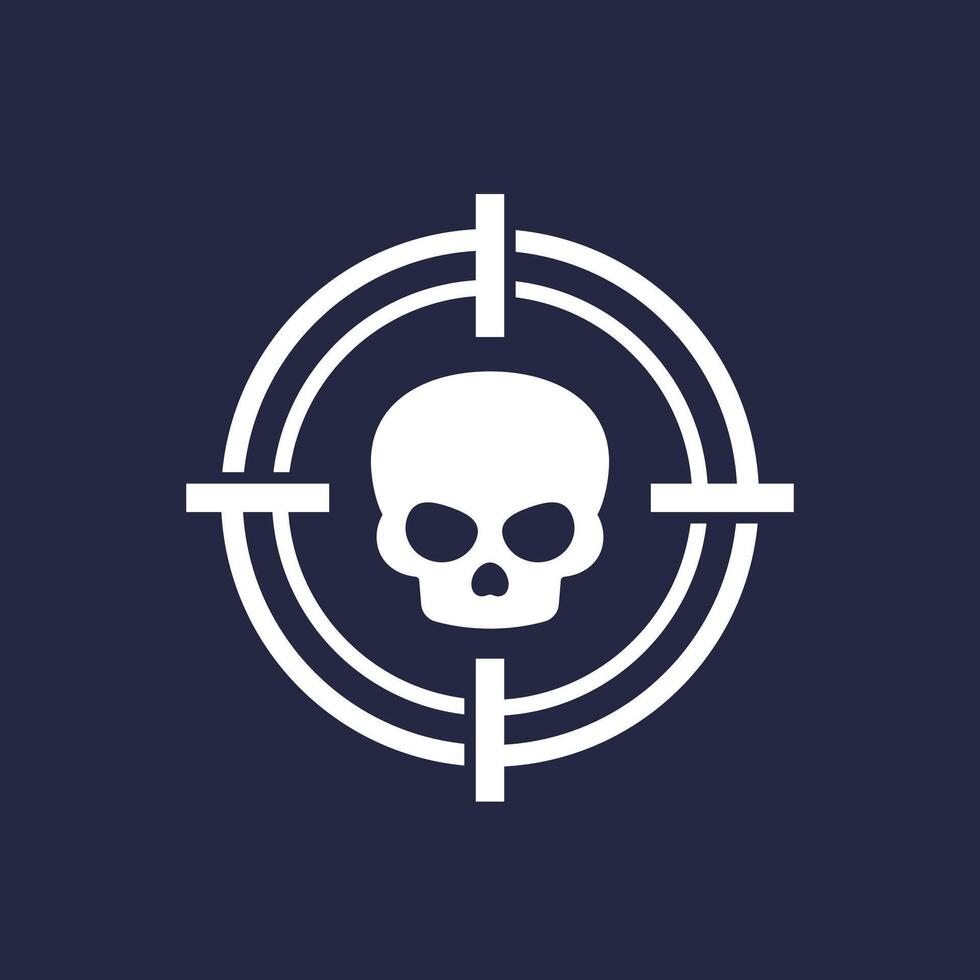 skull and target icon on dark vector