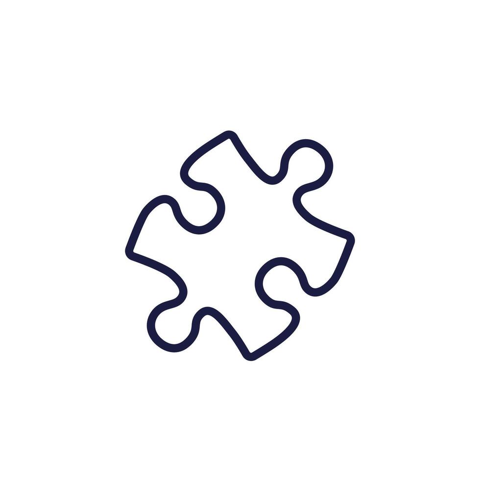 puzzle piece icon on white, line vector