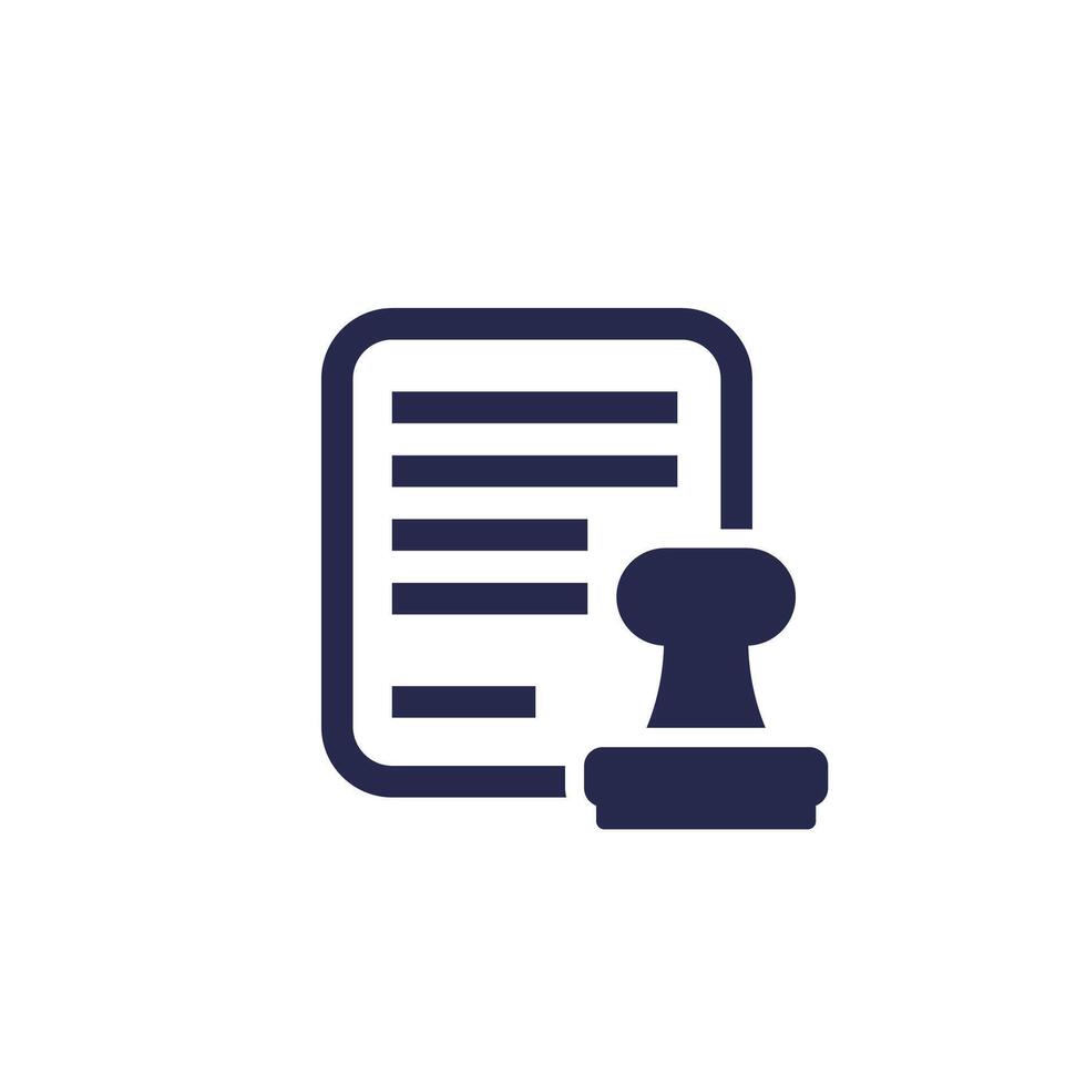 notary icon, stamp and document vector