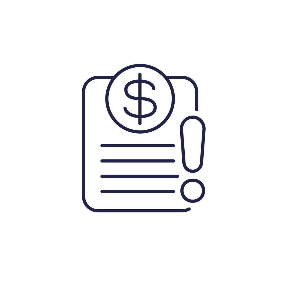 Invoice payment error line icon vector