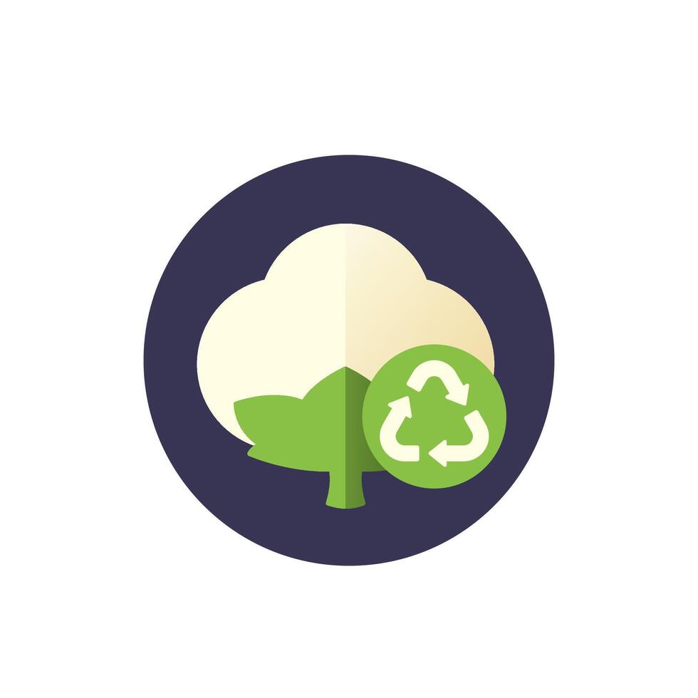 recycled cotton icon, flat vector