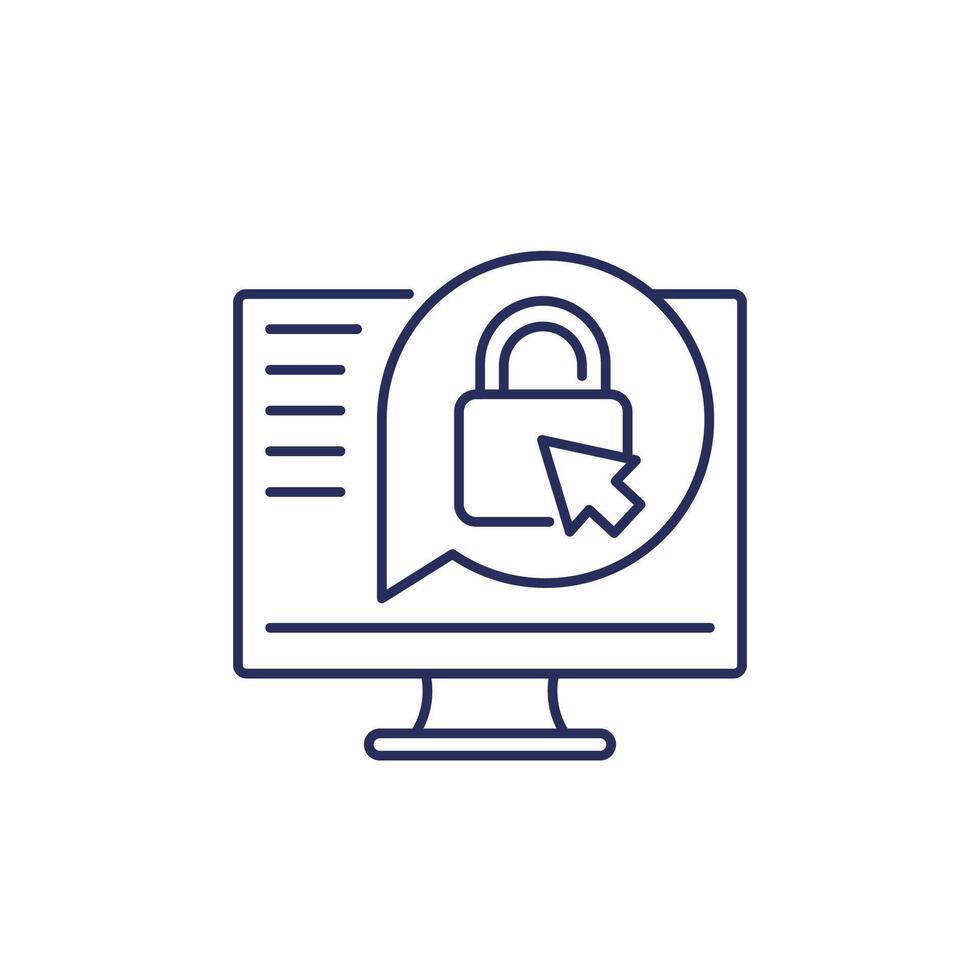 access icon with lock and cursor, line vector