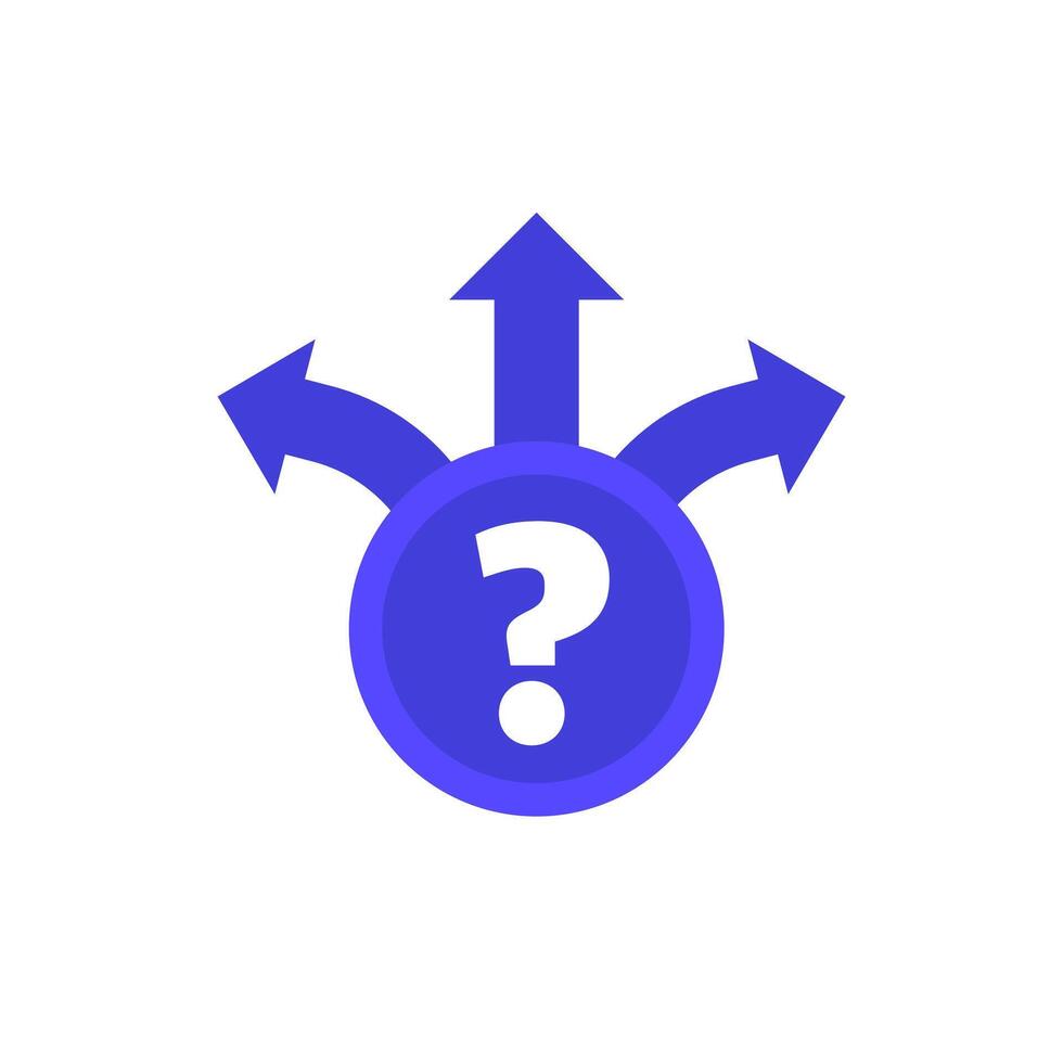 uncertainty icon on white, decision making vector