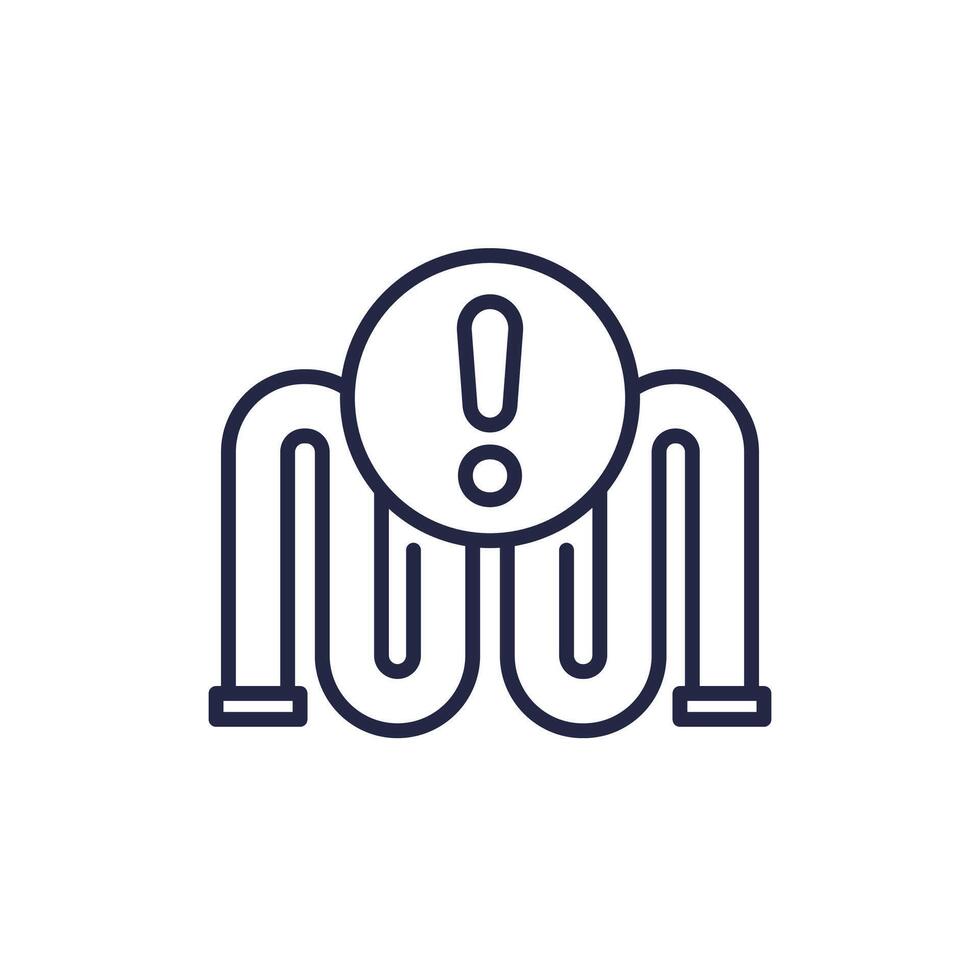 pipe with problem icon, line vector