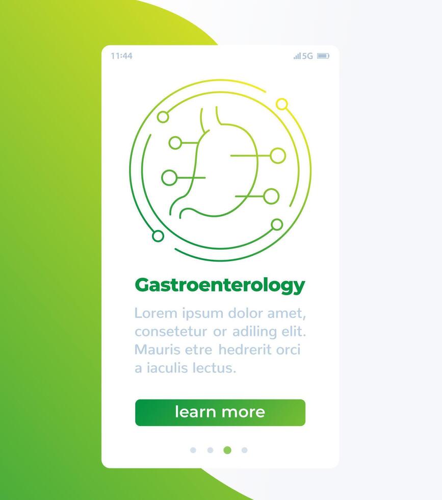 gastroenterology mobile banner with line icon vector