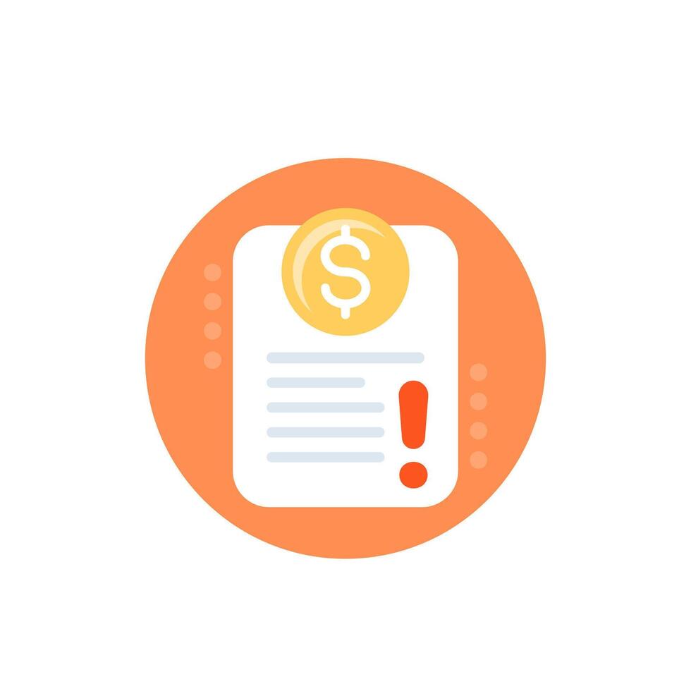 Invoice payment error icon, flat vector