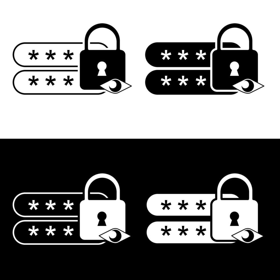 A set of four icons with a padlock and a star vector