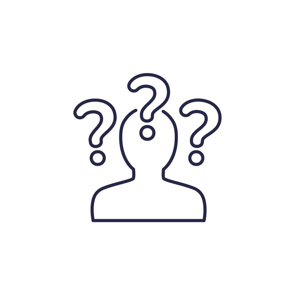 Confusion, doubt line icon on white vector