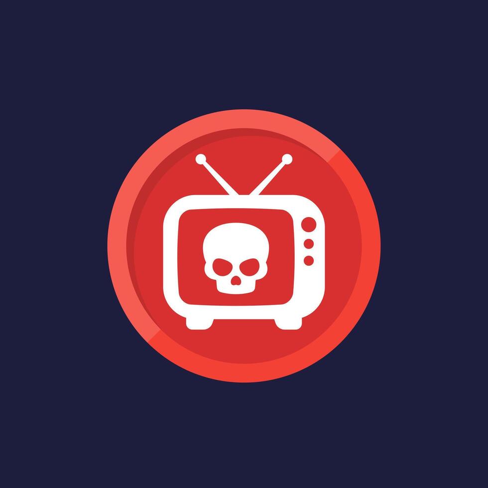 old tv with a skull icon, vector