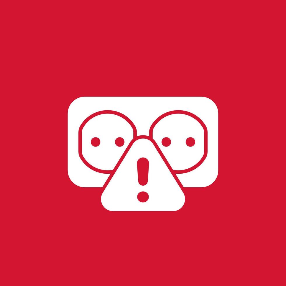 socket warning, power outlet icon vector