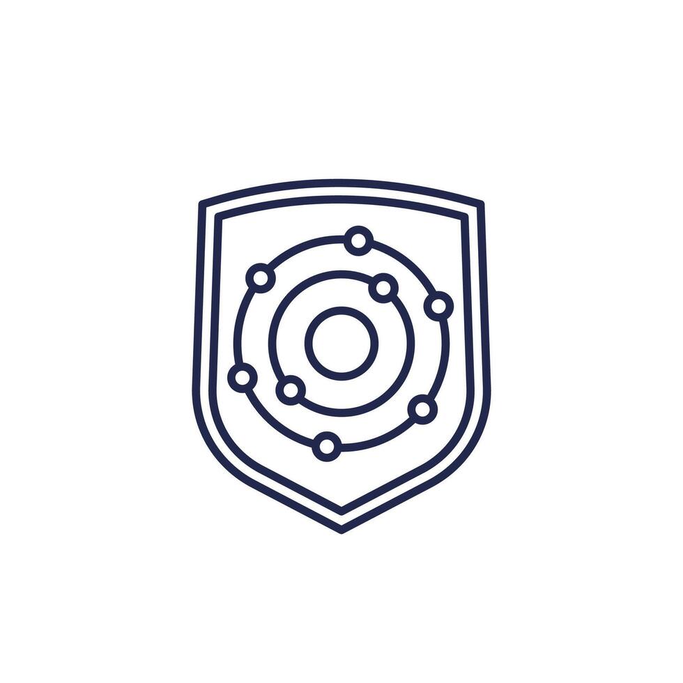 antioxidant icon with a shield, line vector