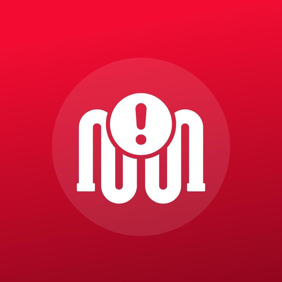 pipe with problem icon, vector
