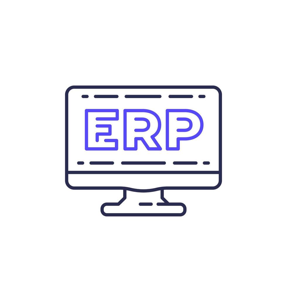 ERP software icon, enterprise resource planning line vector
