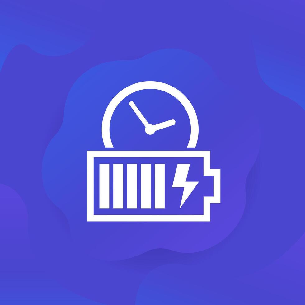 battery charging time icon for apps and web vector