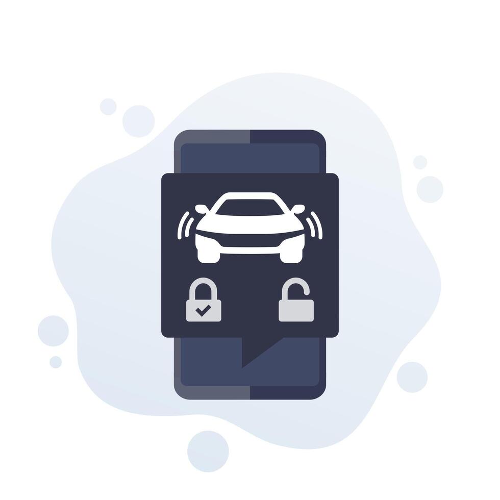 smart lock for car mobile app, vector