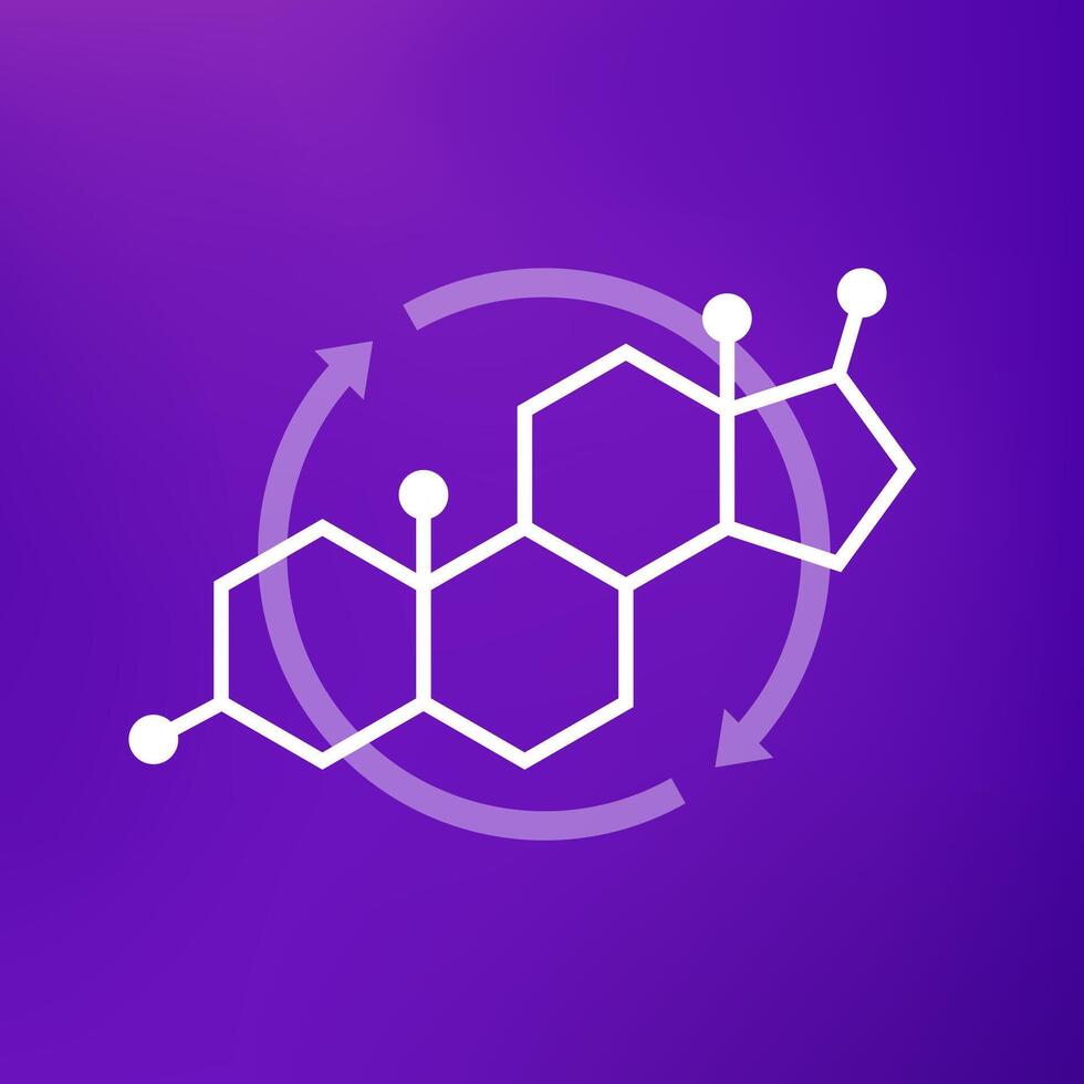 hormone replacement therapy icon with testosterone molecule vector