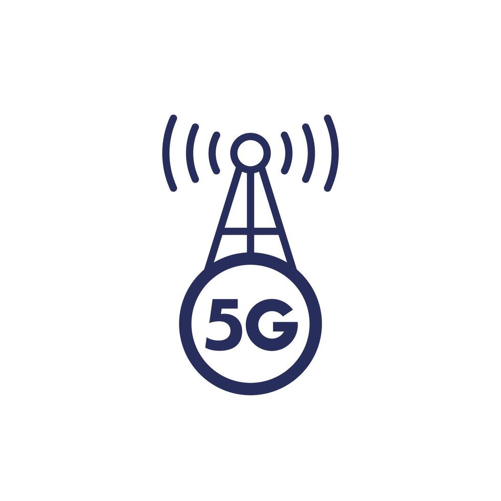 5G antenna tower icon on white vector