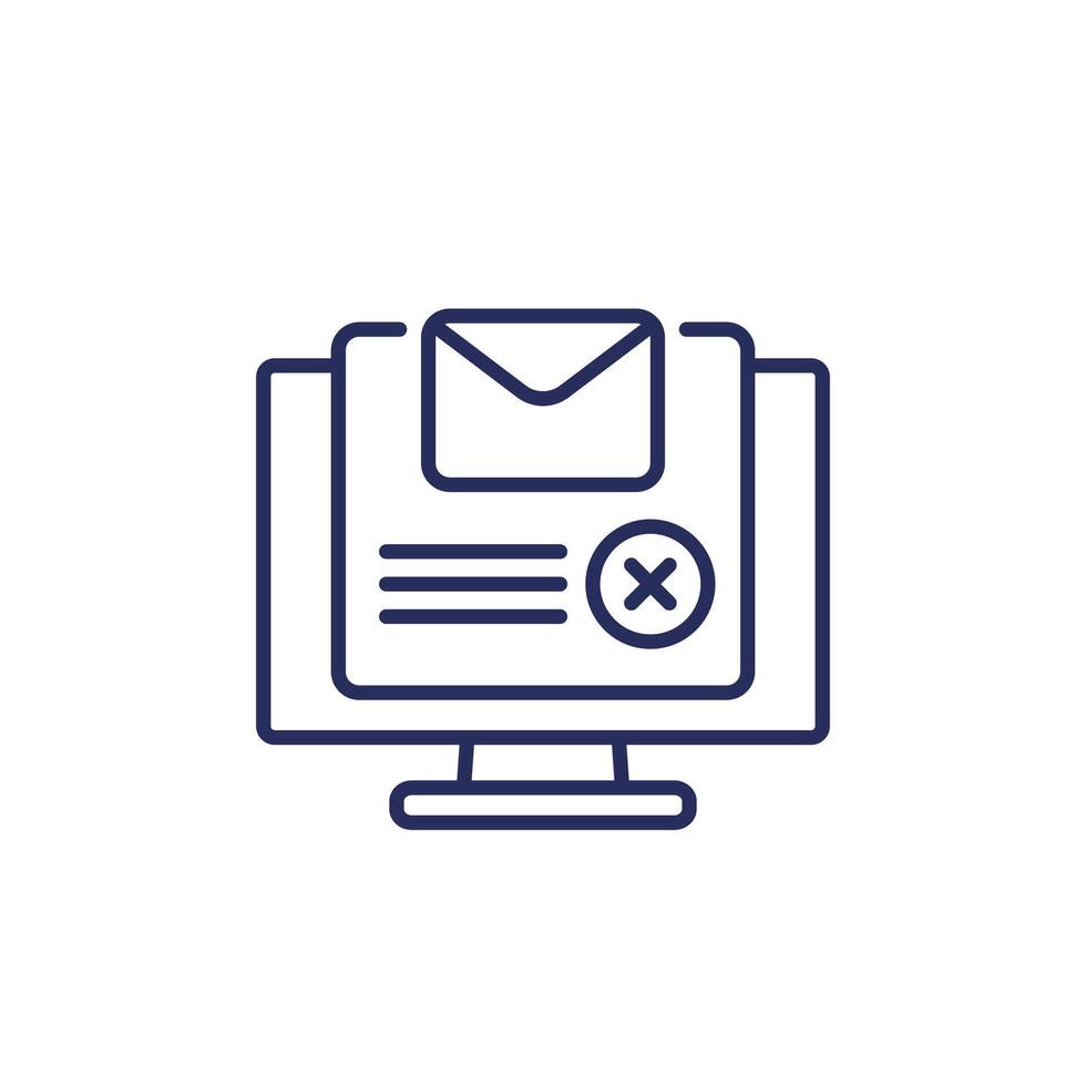 Delete mail message or email line icon vector