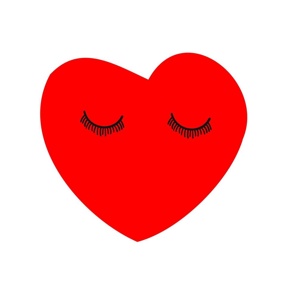 A sleeping heart. A heart with closed eyes. A simple cute image. vector