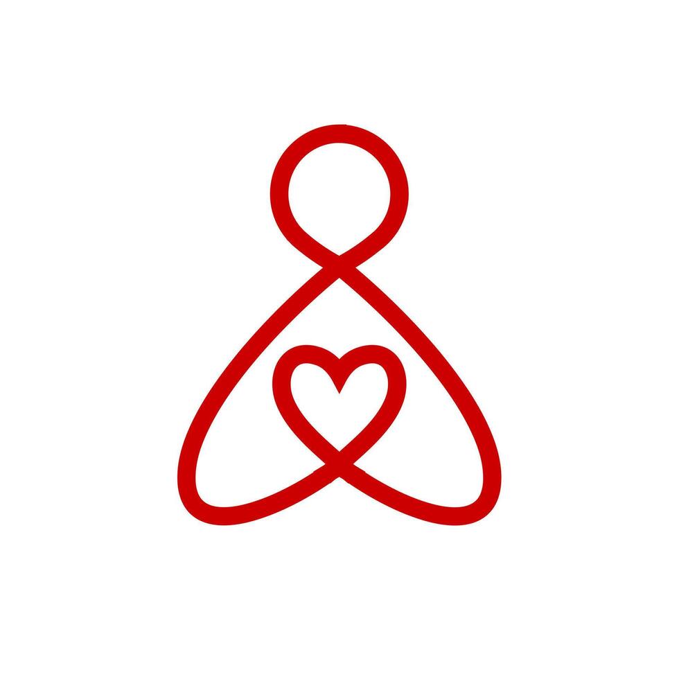 Pictogram of a human figure with a heart. The icon of the donor, a volunteer philanthropist. vector
