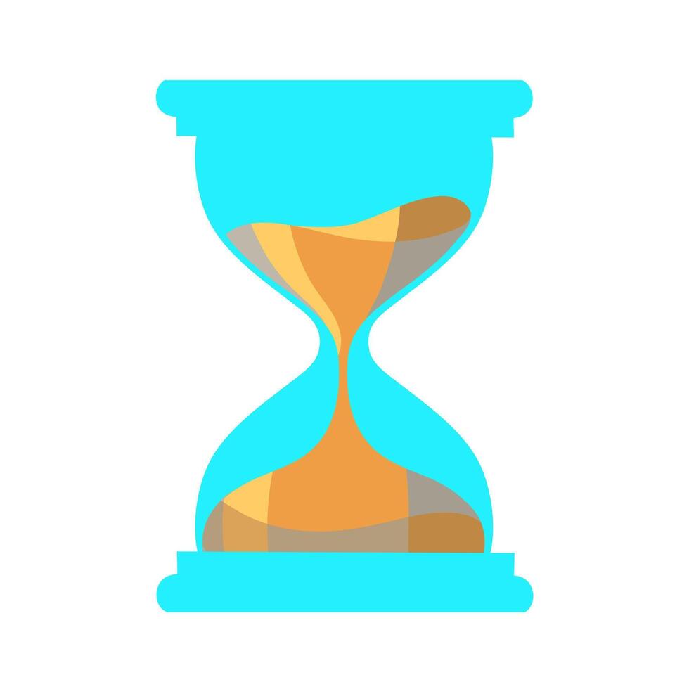 Hourglass isolated on a white background. Antique hourglass with sand inside to measure time. Cartoon flat design. vector
