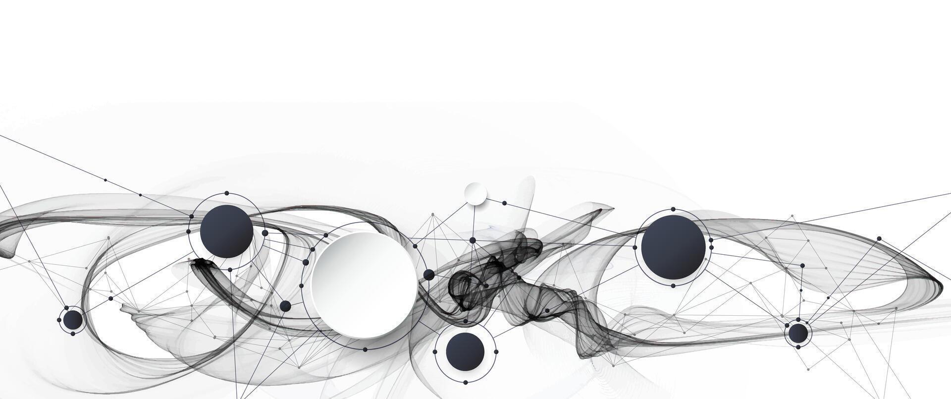 Molecule and wave lines on white background. Technology concept vector