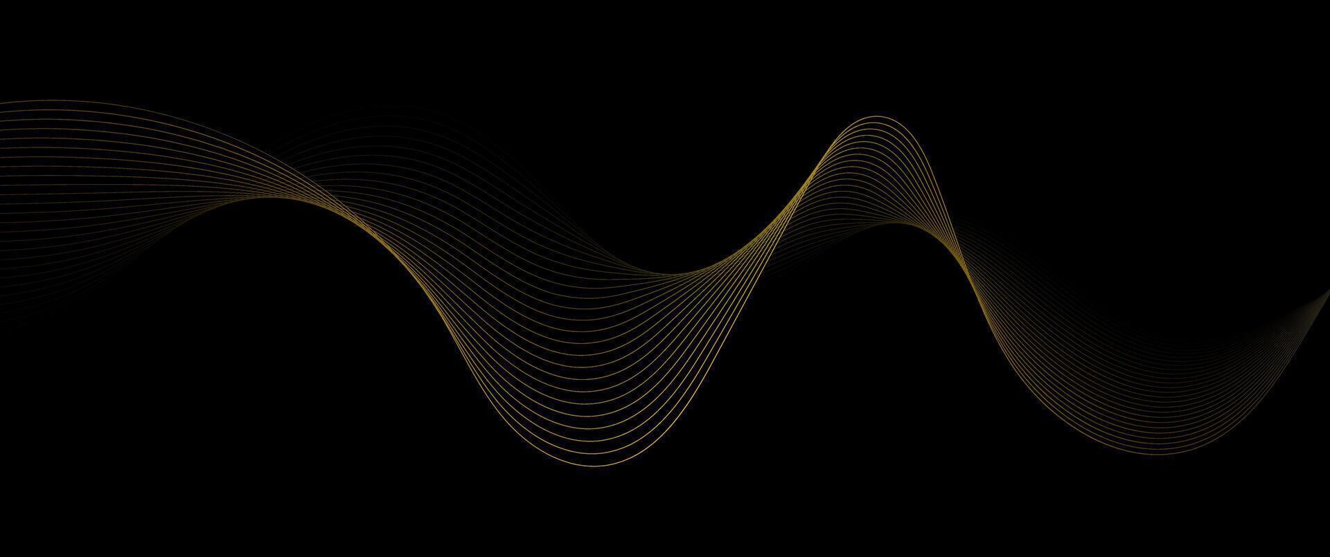 illustration design. Bright gold wave, wavy line pattern. Abstract motion of curve lines, light shiny, glow effect. Element graphic design for technology banner template, wallpaper background vector
