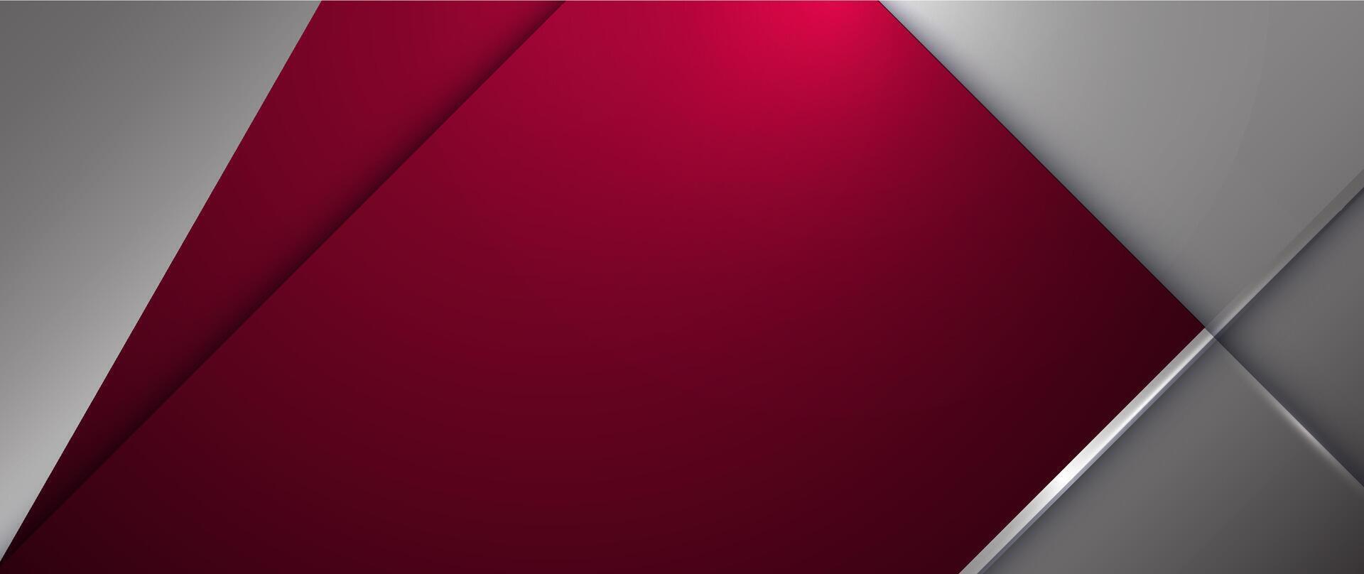 Abstract metallic shape, grey metal, line, light effect on dark red gradient color for wallpaper background. Illustration modern graphic design, technology concept, futuristic background vector