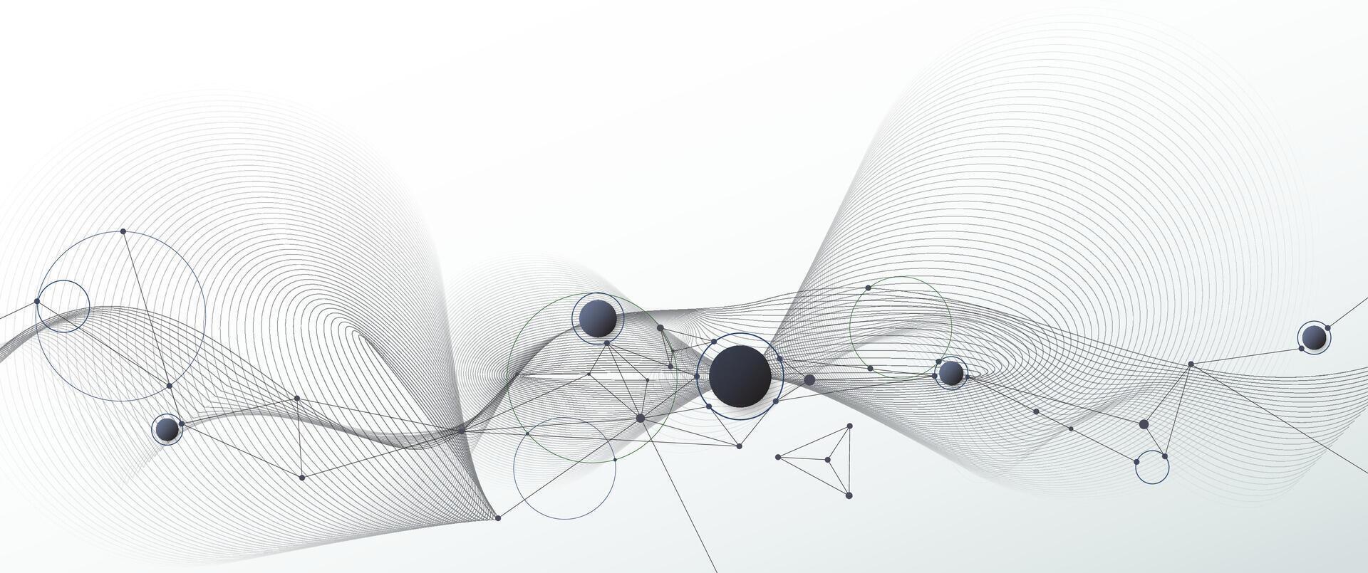 Molecule and wave lines on white background. Technology background vector