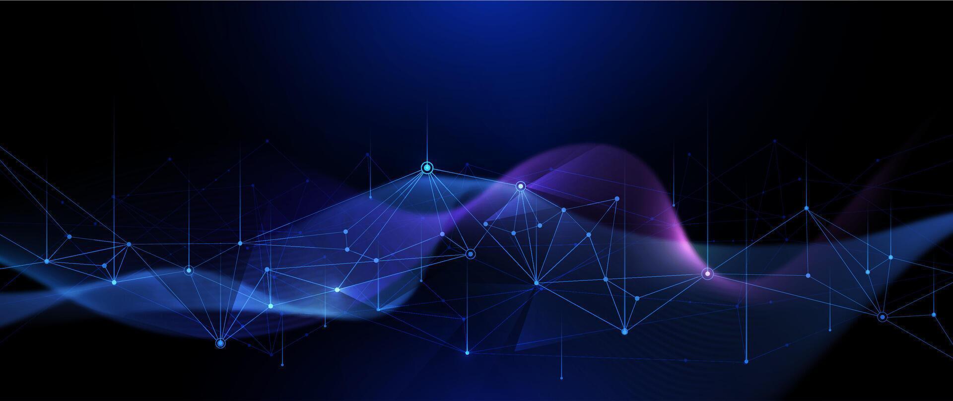 Digital datum, molecule background. Big Data, hi tech technology, light line design. Illustration modern network datum system, cyber space, communication internet, futuristic connection concept vector
