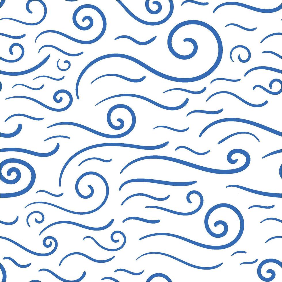 Seamless pattern waves. Abstract swirly design for backdrops with sea, rivers or water. Repeating texture. Figures for textiles. Print for the cover of the book, postcards, t-shirts. Surface design. vector