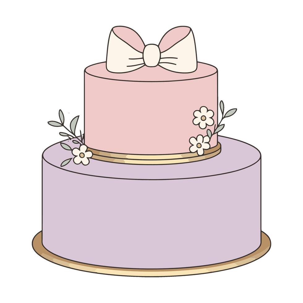 A cake with a bow on top of it vector