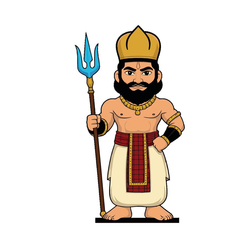 A cartoon image of a god holding a trident vector