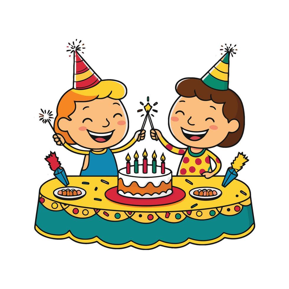 Happy birthday kids illustration vector