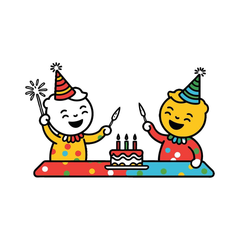 Two cartoon characters are celebrating a birthday vector