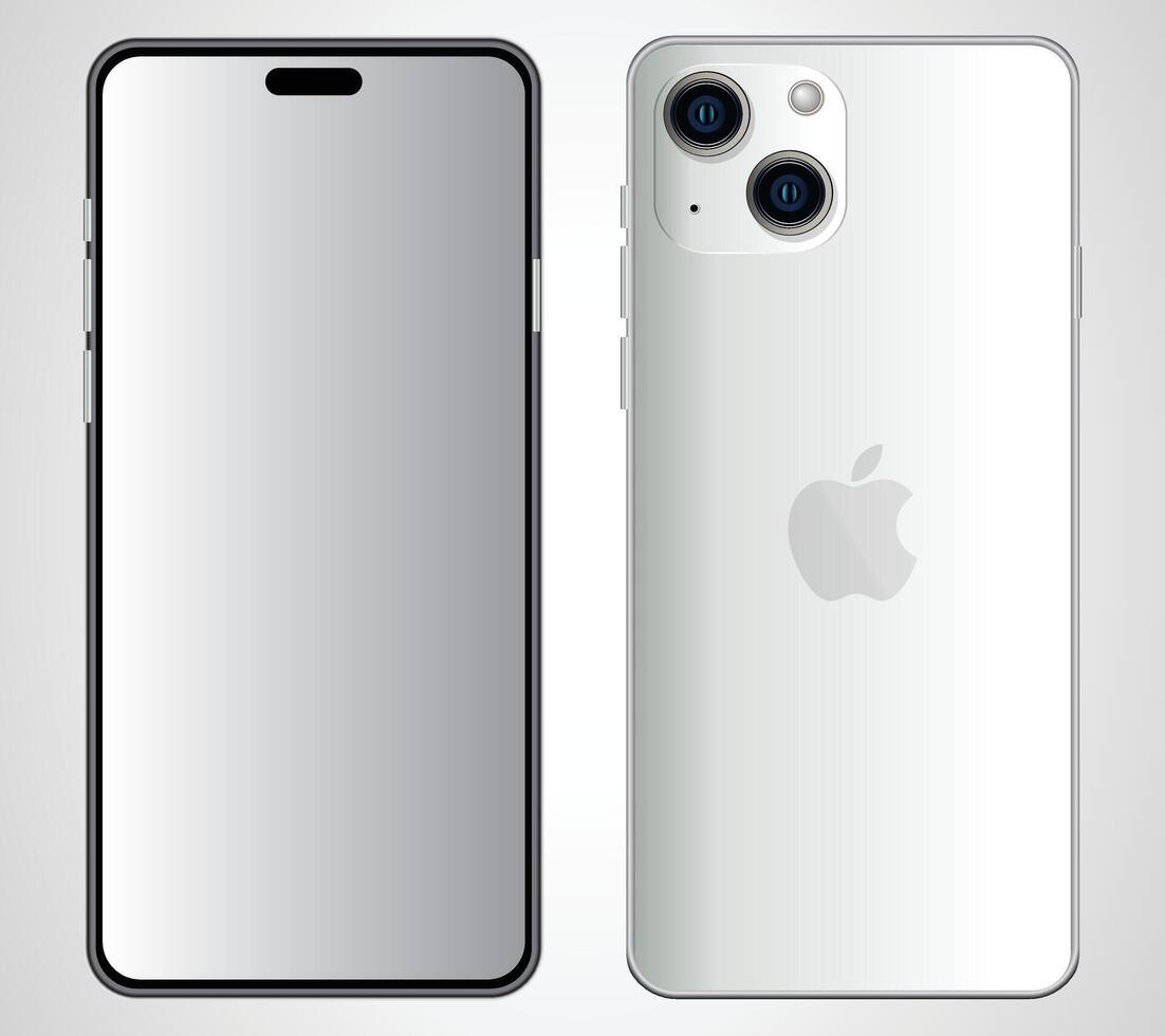 iPhone realistic mockup with front and back view, apple phone, iphone vector