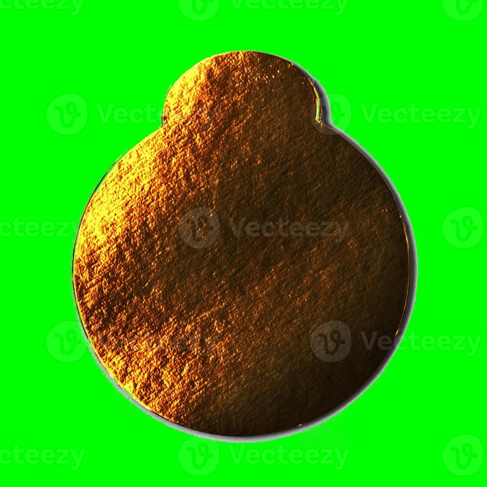 Round golden tray pattern isolated over white background. Green screen chroma key background photo