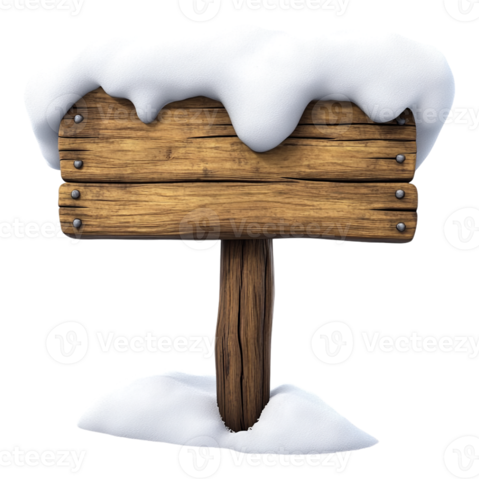A wooden sign with snow on it png