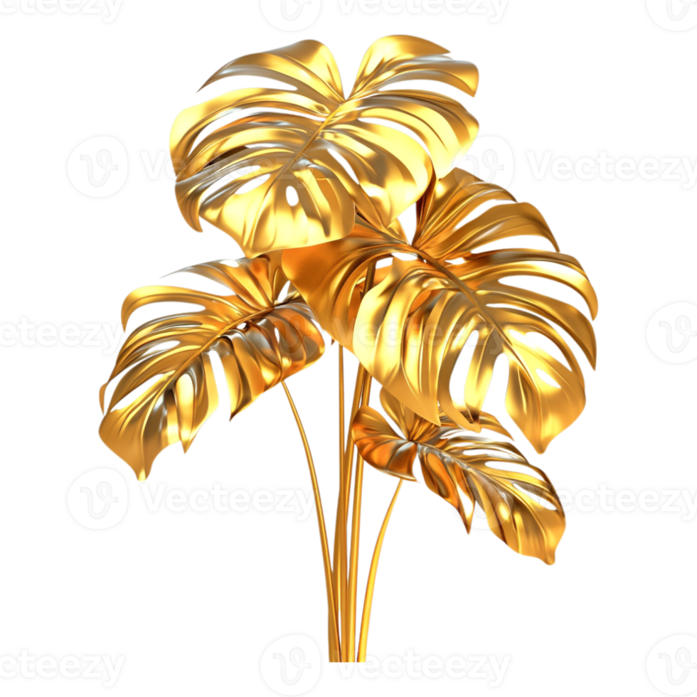 A golden plant with leaves on it png