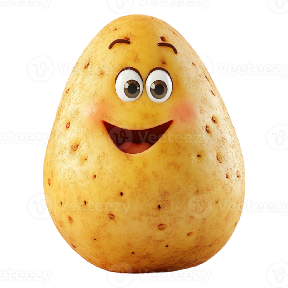 A potato with a big smile on its face png