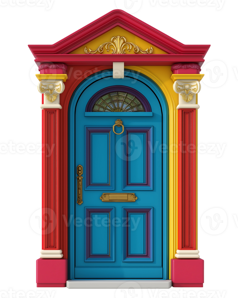 Realistic 3D Model of a Classic Front Door with Intricate Details and Smooth Finish png