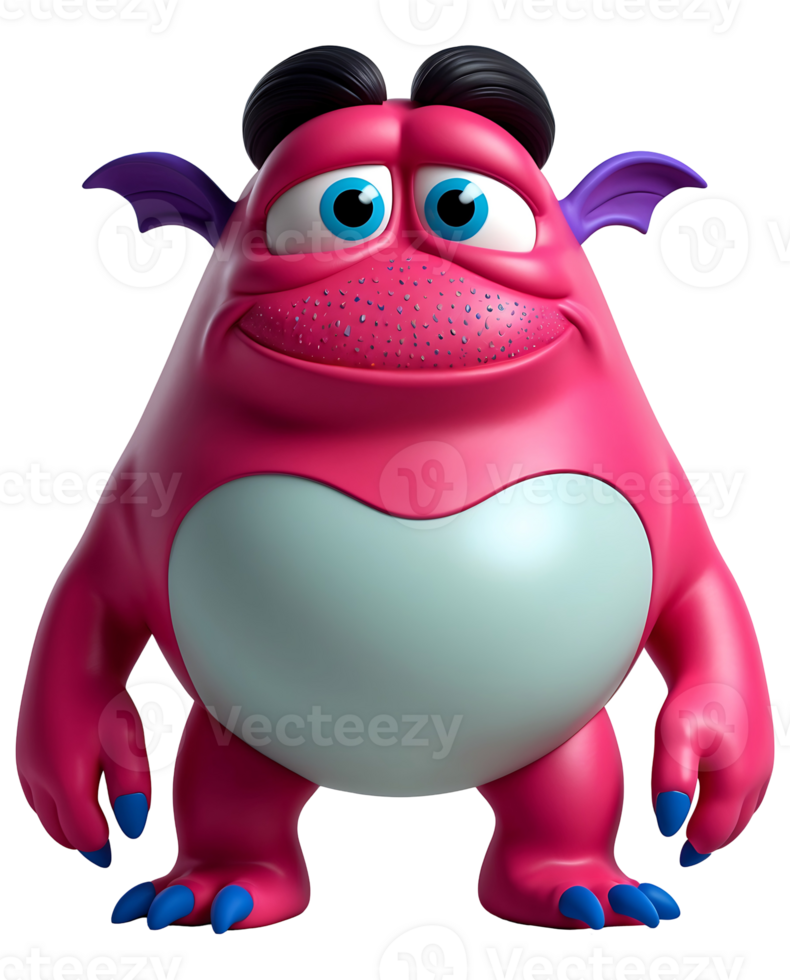 Cheerful 3D Cartoon Anthropomorphic Blob Fish with Bright Colors and Unique Features png