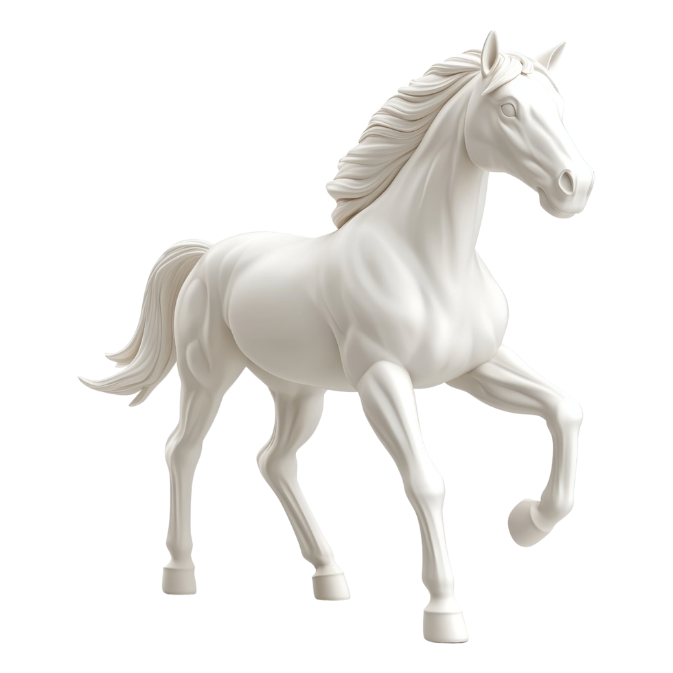 Dynamic white horse sculpture art gallery 3d model indoor close-up creative design png
