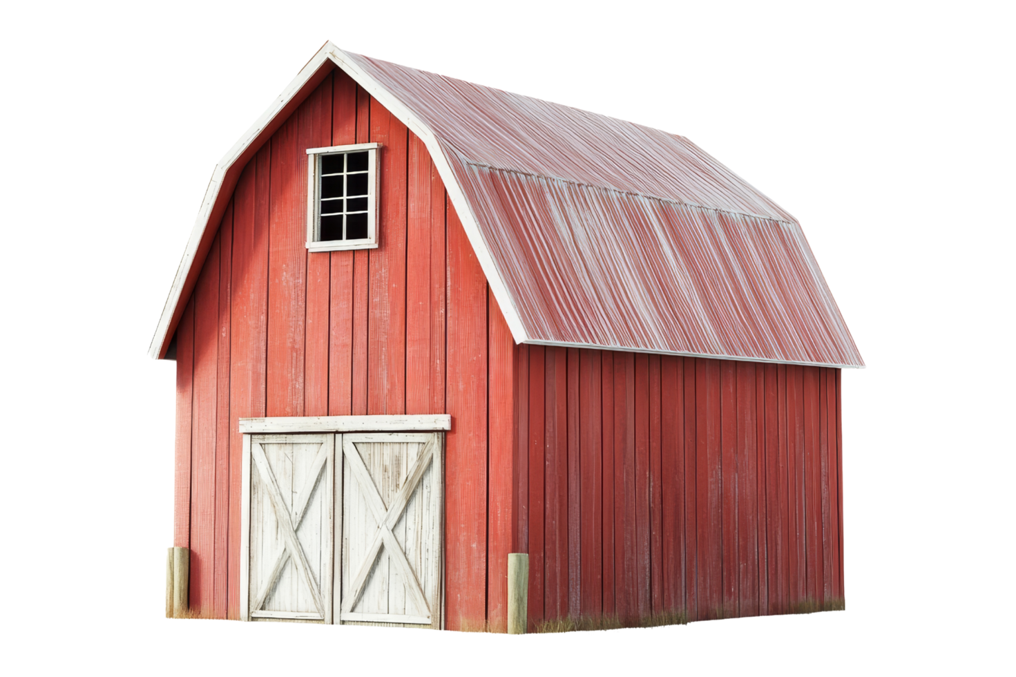 Rustic red barn countryside structure rural setting front view farm life concept png