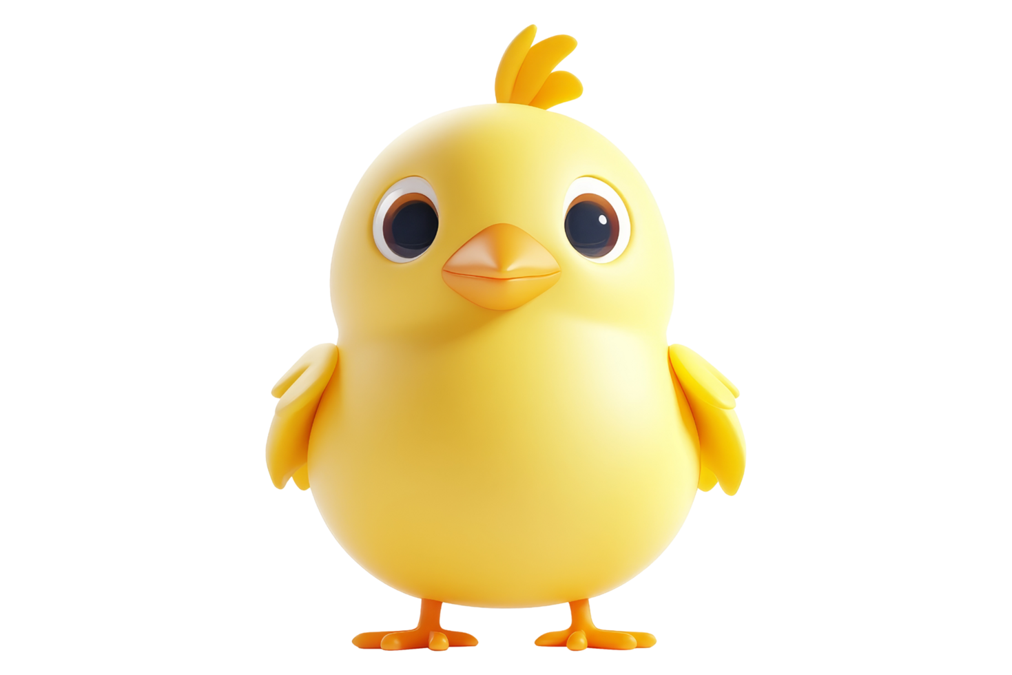 Playful yellow chick toy indoor setting cute character display bright environment fun concept png