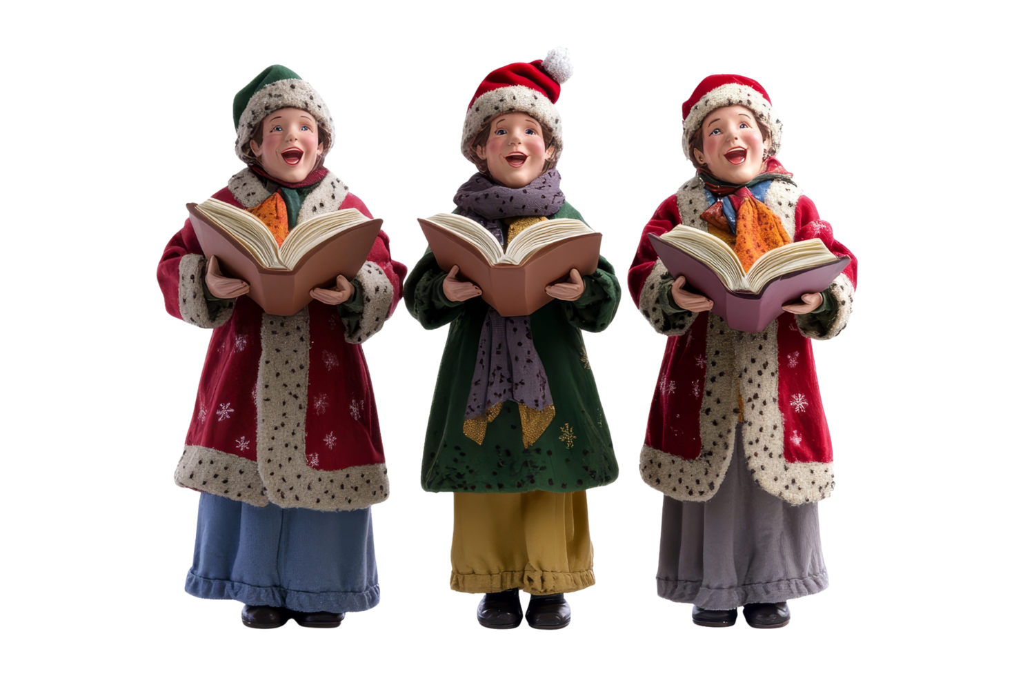 Joyful christmas caroling children holiday celebration figurative art festive atmosphere close-up view tradition png