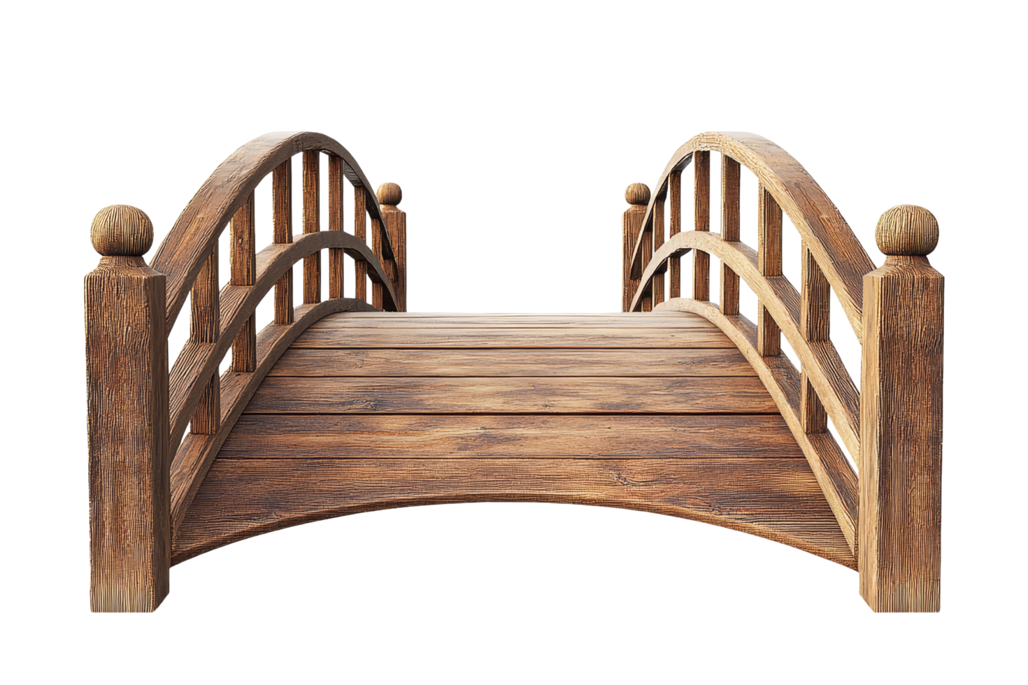 Wooden bridge design nature park 3d model outdoor setting aesthetic perspective png