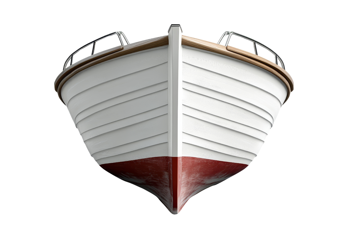 Fishing boat front view coastal location marine vessel nautical environment artistic perspective png