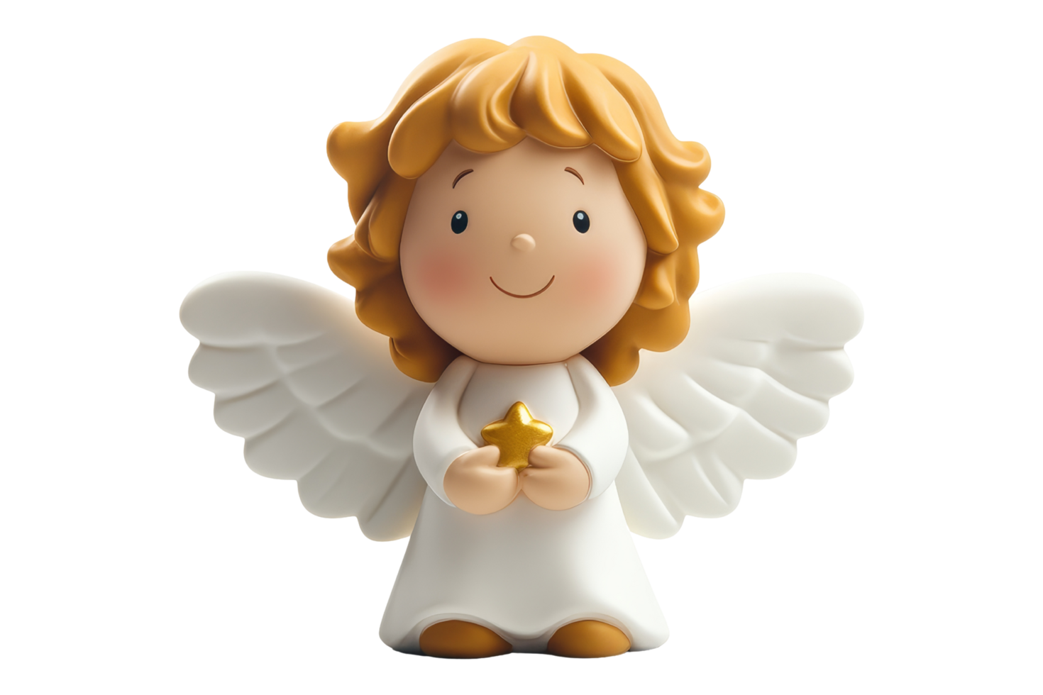 Whimsical angel figurine home decor collectible art playful bright colors cheerful concept png
