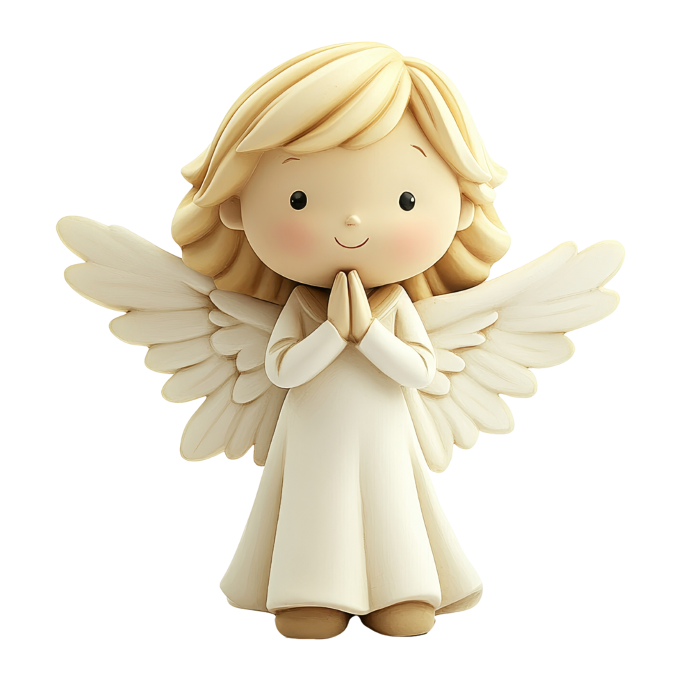 Whimsical angel figure playful art creative studio bright environment charming perspective png